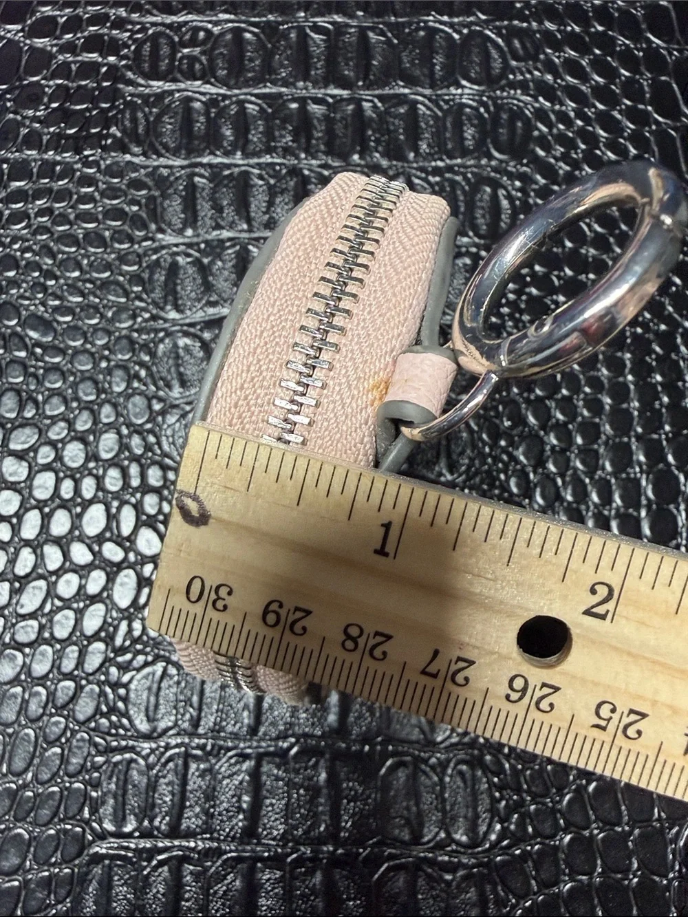 Karl Lagerfeld Pink Round Leather Key Pouch with Silver Logo